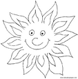 Lamina para colorear dibujos del verano. sol para colorear